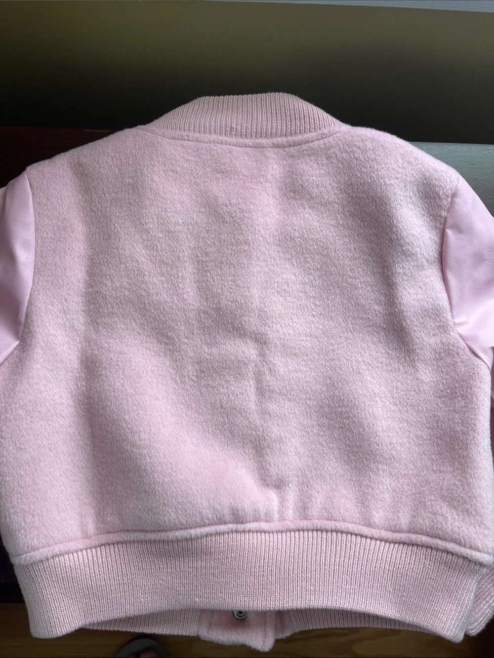 GAP Light Pink Kids Wool-Blend Varsity Bomber Jacket XS